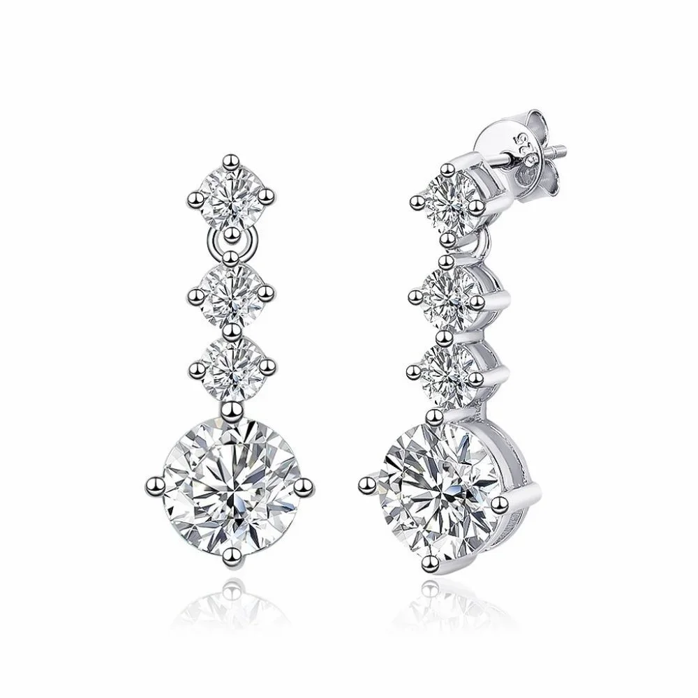 Certified 2.6ct. t.w. Moissanite Diamond Drop Earrings NEW